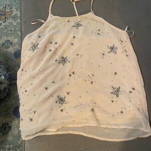 Free People Women's Cream Star Embellished Top
